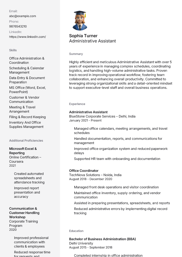 Two Column left side Template template preview