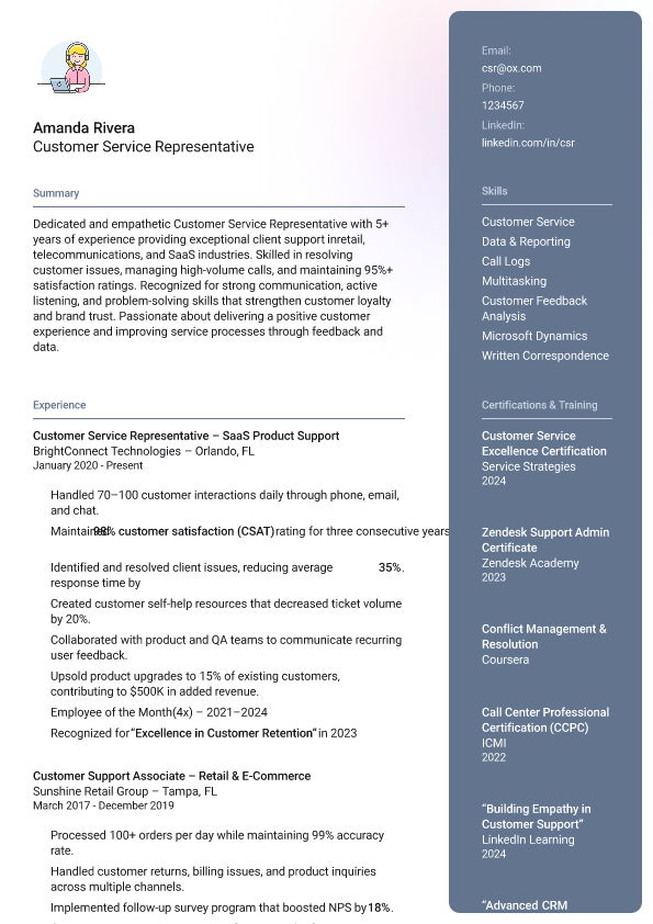 Customer Service Representative