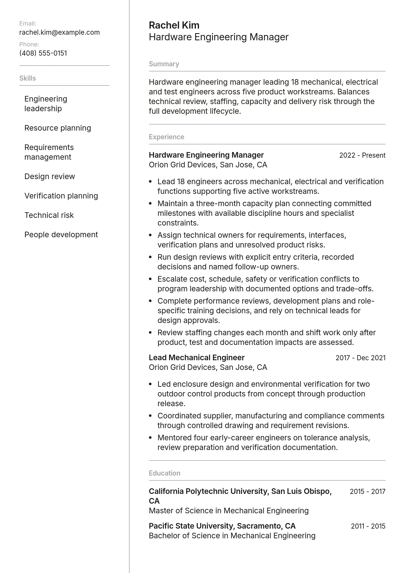 Hardware Engineering Manager